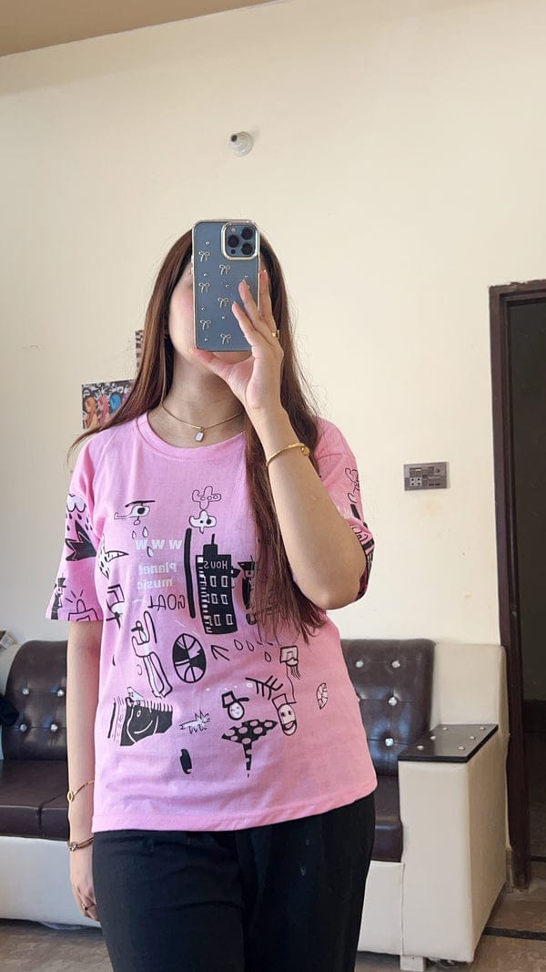 Pink Funcky Printed Night Suit