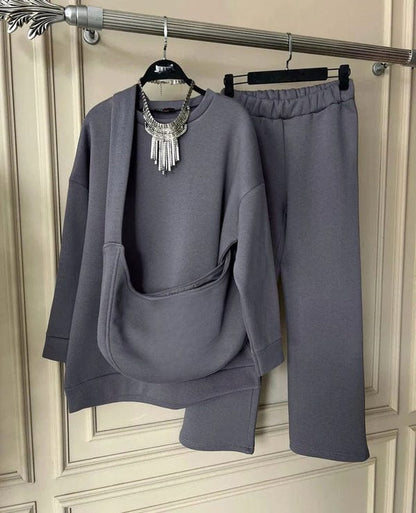 Carryall Winter Fleece Co Ords Set SweatShirt + Trouser + Bag