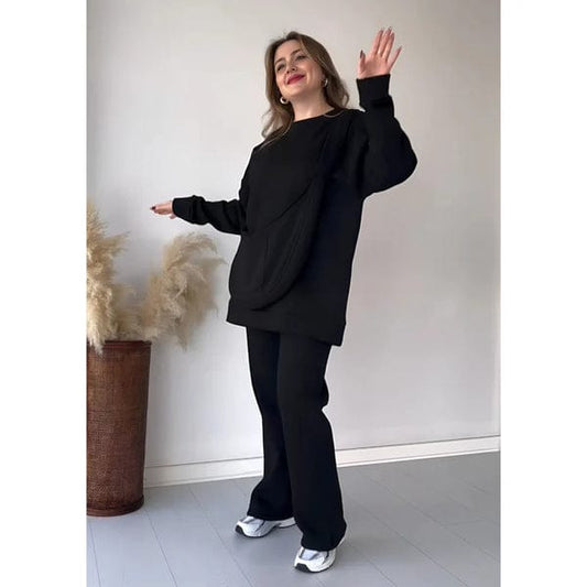 Carryall Winter Fleece Co Ords Set SweatShirt + Trouser + Bag