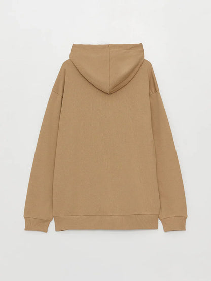 Beige Basic Kangaroo Hoodie for Men